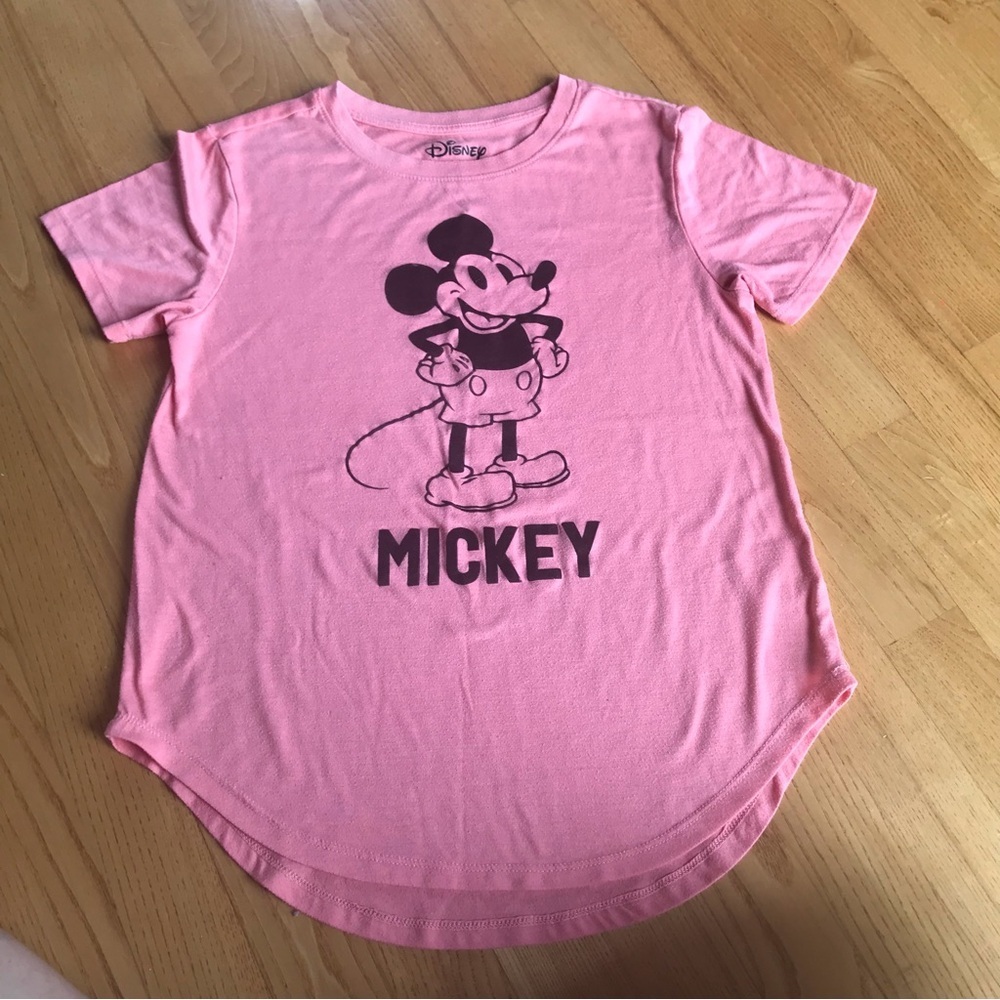 Mickey Mouse Juniors girls Sz med 7/9 shirt tshirt Disney short sleeve tee pink